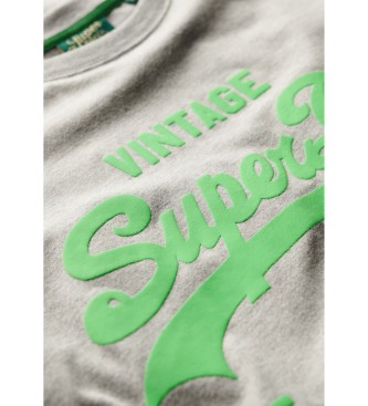 Superdry T-shirt fluorescente con logo Vintage grigio