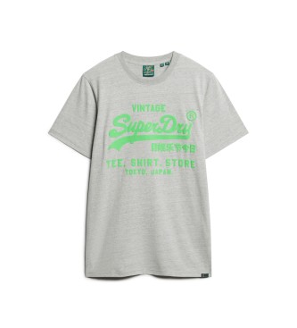 Superdry T-shirt fluorescente con logo Vintage grigio