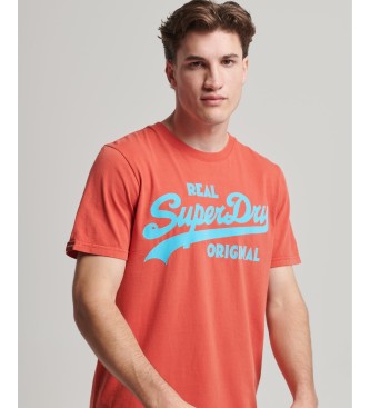 Superdry Fluorescent T-shirt with logo Vintage Logo orange