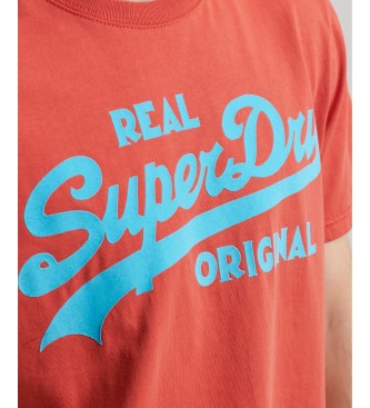 Superdry T-shirt z logo Vintage Logo pomarańczowy