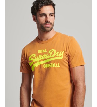 Superdry T-shirt fluo con logo Vintage Logo arancione