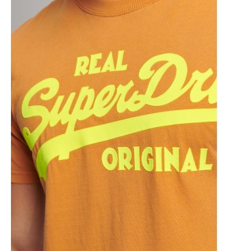 Superdry Camiseta flor con logotipo Vintage Logo naranja