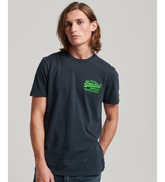 Superdry Fluorescerend T-shirt met logo Vintage Logo Navy