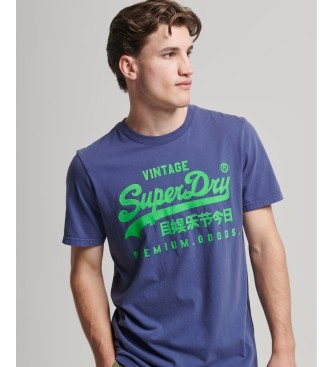 Superdry Camiseta flor con logotipo Vintage Logo azul