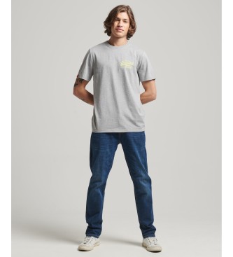 Superdry T-shirt Fluor com logtipo Vintage e logtipo cinzento