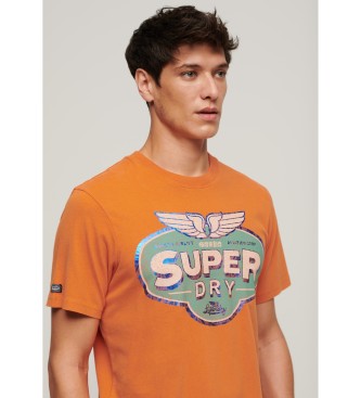Superdry Pomarańczowa koszulka Gasoline Workwear