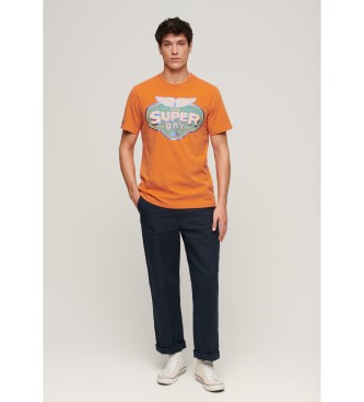 Superdry Pomarańczowa koszulka Gasoline Workwear