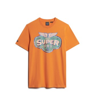Superdry Pomarańczowa koszulka Gasoline Workwear