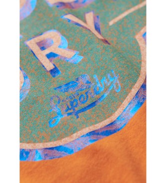 Superdry Pomarańczowa koszulka Gasoline Workwear