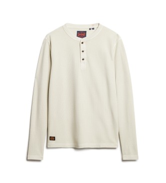 Superdry Camiseta de cuello panadero y manga larga beige