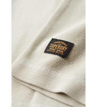 Superdry Camiseta de cuello panadero y manga larga beige