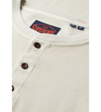 Superdry Camiseta de cuello panadero y manga larga beige