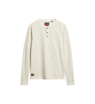 Superdry Camiseta de cuello panadero y manga larga beige