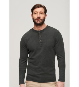 Superdry Camiseta gofrada de manga larga negro
