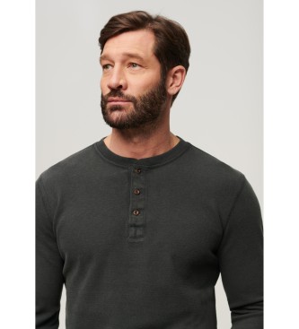 Superdry Camiseta gofrada de manga larga negro