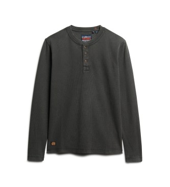 Superdry Camiseta gofrada de manga larga negro