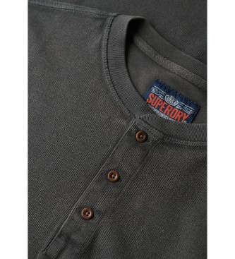 Superdry Camiseta gofrada de manga larga negro
