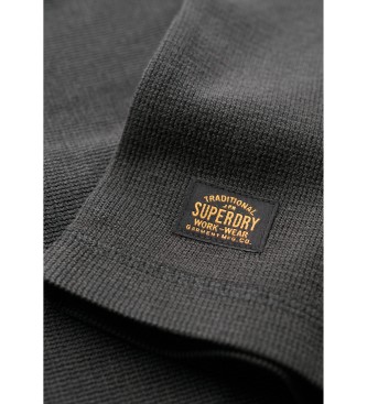 Superdry Camiseta gofrada de manga larga negro