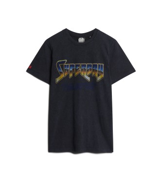 Superdry Black rock band graphic t-shirt