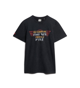 Superdry Schwarzes grafisches Rock-T-Shirt