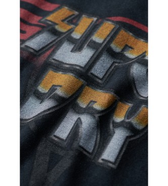 Superdry Czarna rockowa koszulka z grafiką