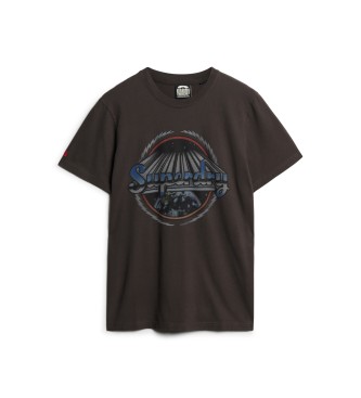 Superdry T-shirt grfica de banda rock cinzenta escura