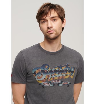 Superdry Graficzna rockowa koszulka w kolorze szarym