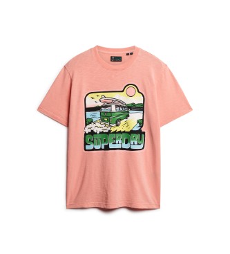 Superdry Neonowa koszulka podróżna różowa