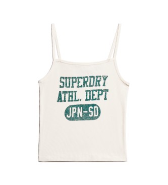 Superdry T-shirt com nervuras do Athletic College em branco