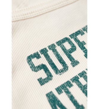 Superdry Prążkowana koszulka Athletic College w kolorze złamanej bieli
