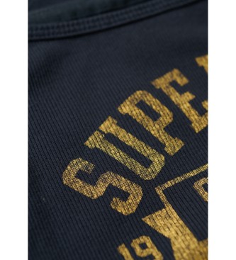 Superdry Athletic College navy ribbed T-shirt