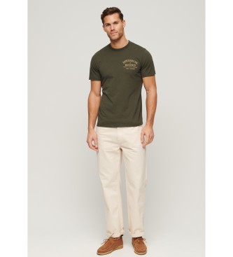 Superdry Workwear grn grafisk T-shirt med flock