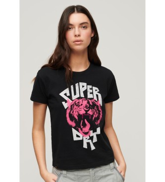 Superdry T-shirt nera con grafica Lo-Fi Rock