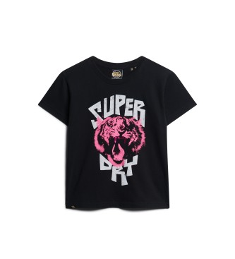 Superdry T-shirt nera con grafica Lo-Fi Rock