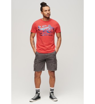 Superdry Workwear T-Shirt mit roter Metallic-Grafik