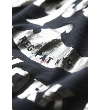 Superdry Workwear navy metallic grafisk T-shirt