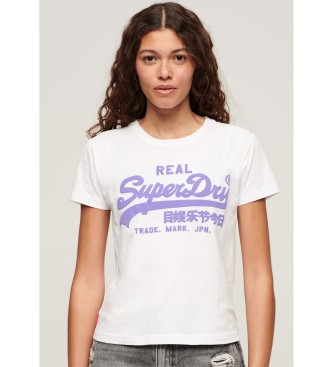 Superdry T-shirt graphique non avec coupe cintre blanche