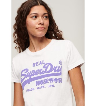 Superdry T-shirt bianca con grafica al neon slim fit