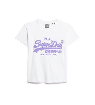 Superdry T-shirt med neongrafik och vit slimmad passform