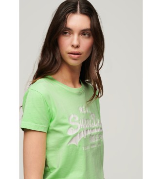 Superdry Neonowa zielona koszulka graficzna slim fit z neonowym nadrukiem