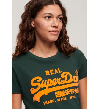Superdry T-shirt verde con grafica neon slim fit