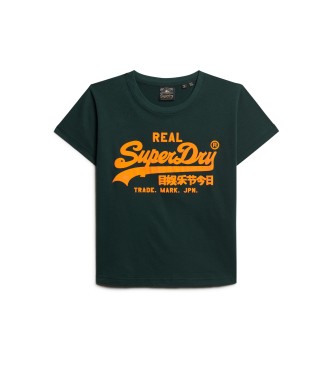 Superdry Neongrnes, schmal geschnittenes grafisches T-Shirt mit Neondruck