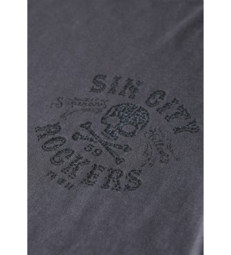 Superdry T-shirt grigia con grafica retr rocker