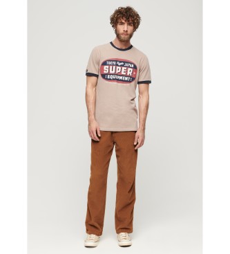 Superdry Camiseta grfica Ringer Workwear beige