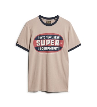 Superdry T-shirt grfica bege Ringer Workwear