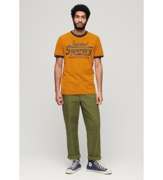 Superdry T-shirt grfica Ringer Workwear cor de laranja