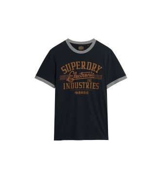 Superdry T-shirt z grafiką Ringer Workwear granatowy