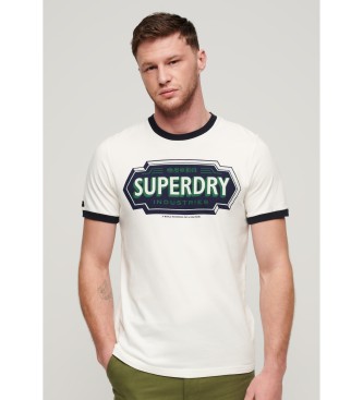 Superdry Ringer Workwear grafisk T-shirt hvid