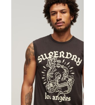 Superdry T-shirt grfica com motivo de tatuagem castanha