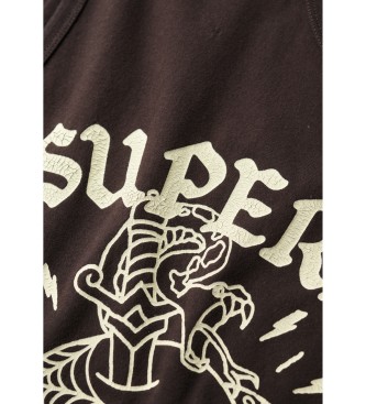 Superdry T-shirt grfica com motivo de tatuagem castanha